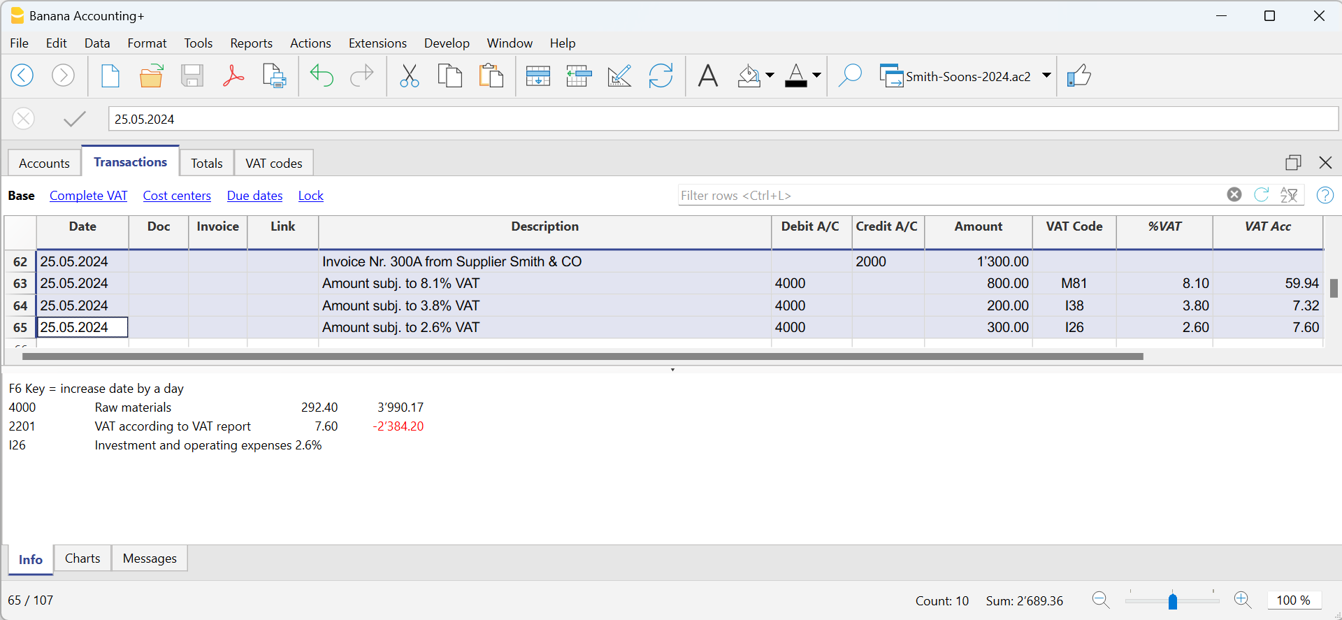 Écriture avec plusieurs taux TVA