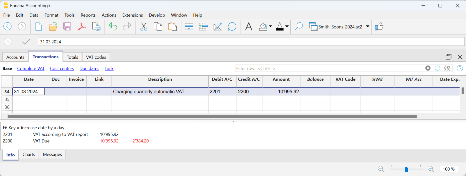 azzeramento del conto IVA automatico