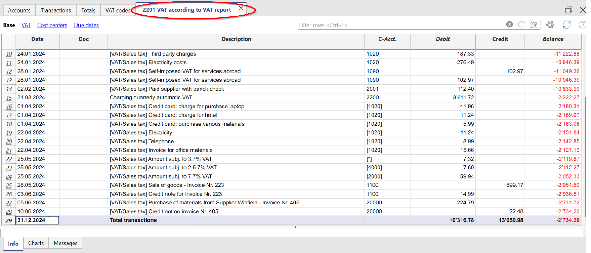 Utiliser le compte Décompte TVA