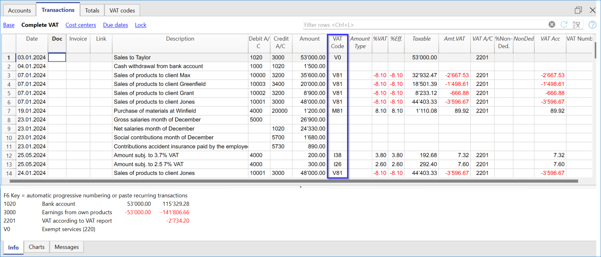 Entering a VAT Transaction