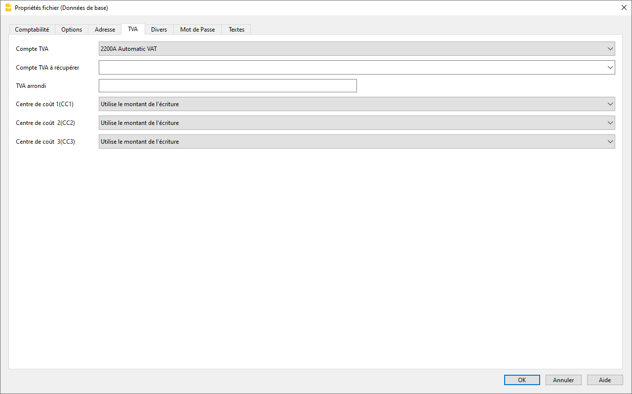 TVA, propriétés fichier