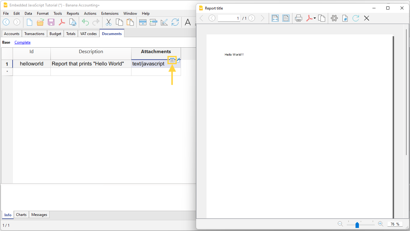 banana javascript embedded extension