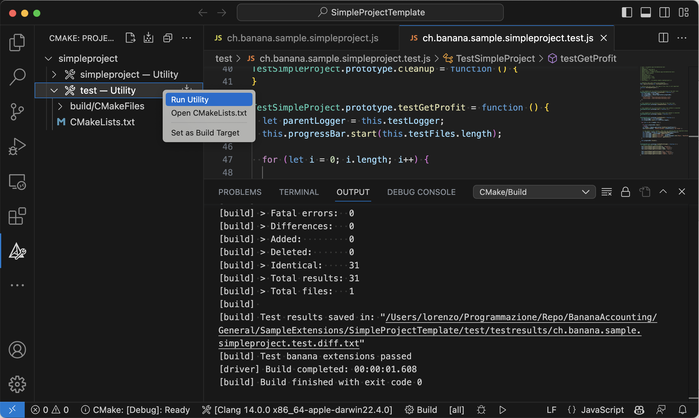 Run extension's test in Visual Studio Code