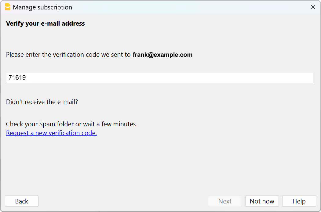 Verificatie code invoeren