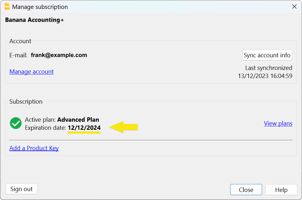 See you new subscription with the expiration date