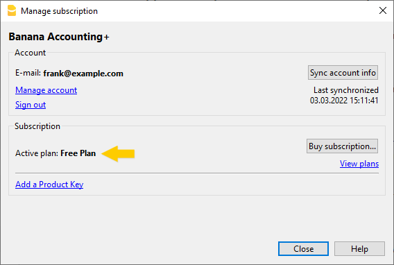 Voorbeeld venster Free versie na het aanmelden van het e-mailadres