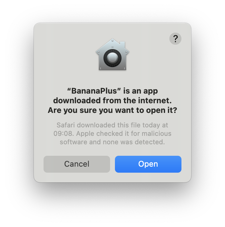 Installation message on Mac