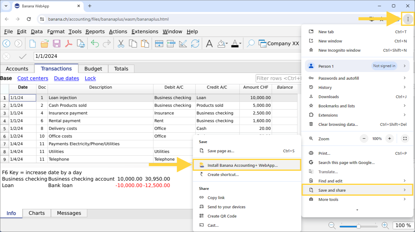 banana webapp chrome installation