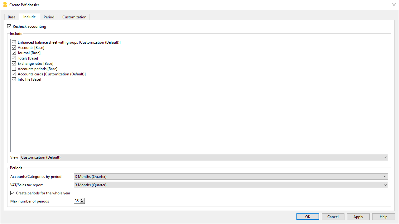 Registerkarte Einschliessen - Datei aus Banana in Excel exportieren