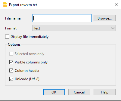 Zeilen in txt exportieren