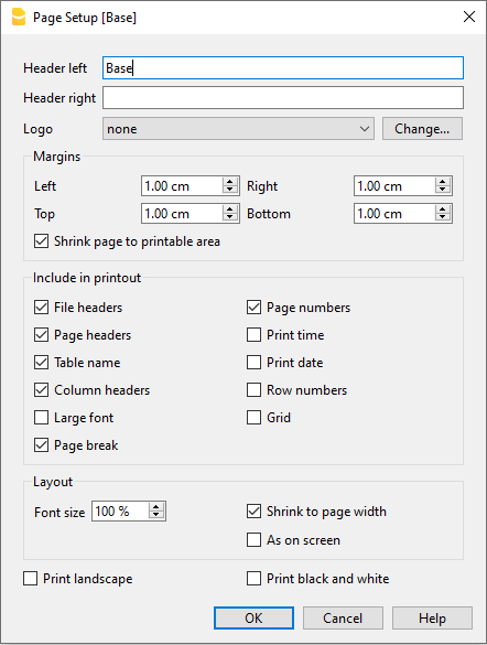 impostazioni di pagina