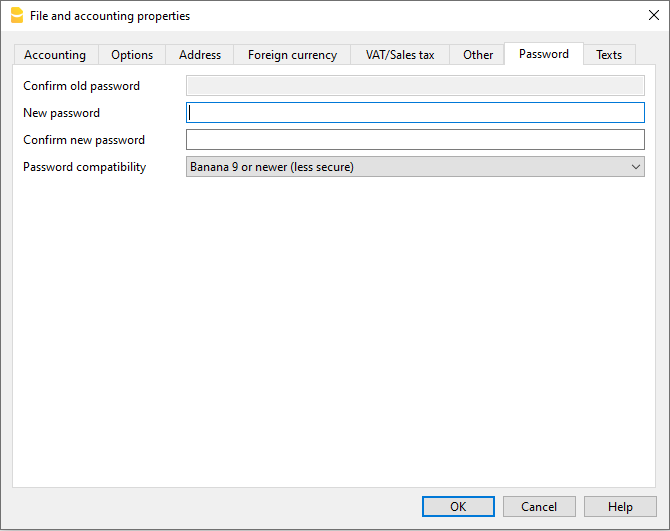Dateieigenschaften, Registerkarte Passwort
