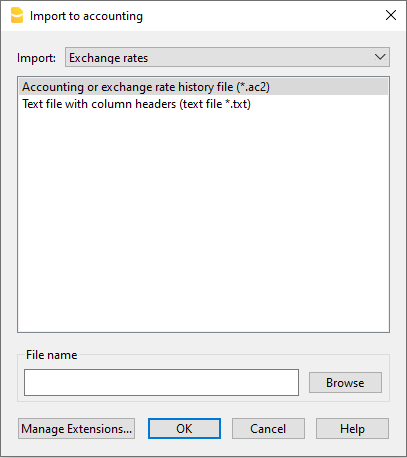 importare i cambi da uno storico cambi o da un file di testo