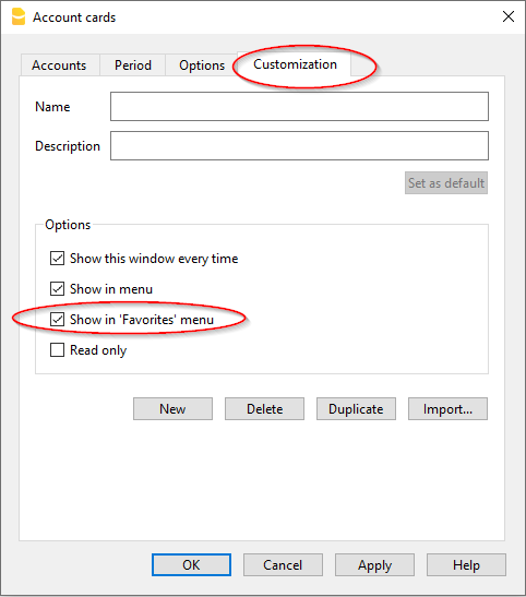 personalizzazione menu Preferiti