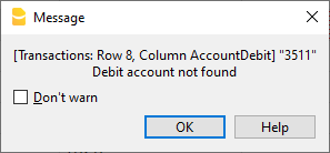 Dialogfenster Fehlermeldungen
