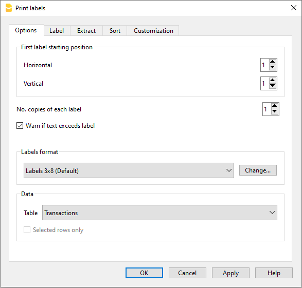 Etiketten ausdrucken