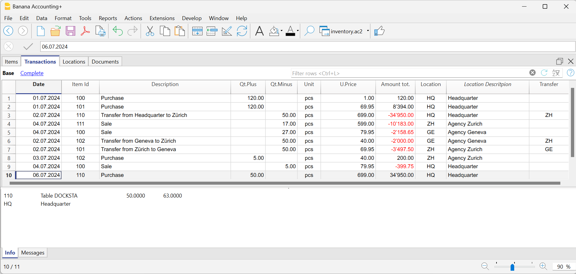 articoli/conti magazzino