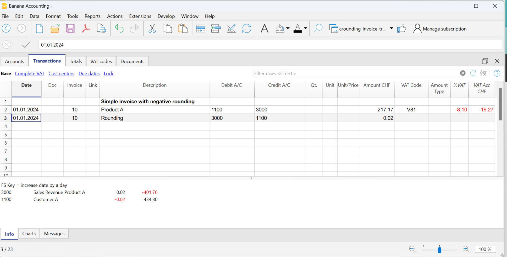 Rundungsdifferenzen negativ buchen