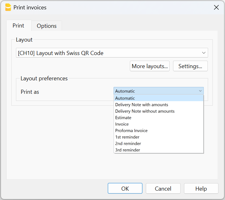 print invoice reminder