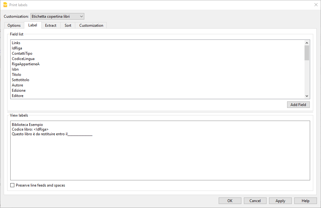 打印书本封面标签的对话框