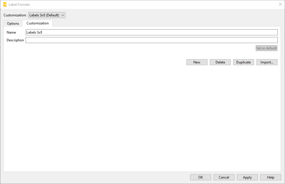 Etikettenformat anpassen