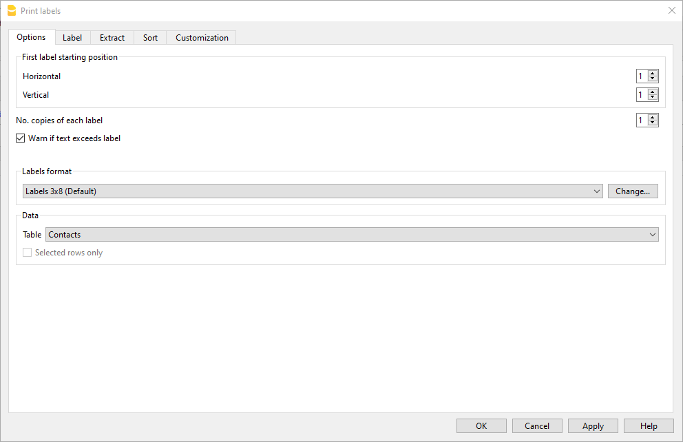 Etiketten ausdrucken