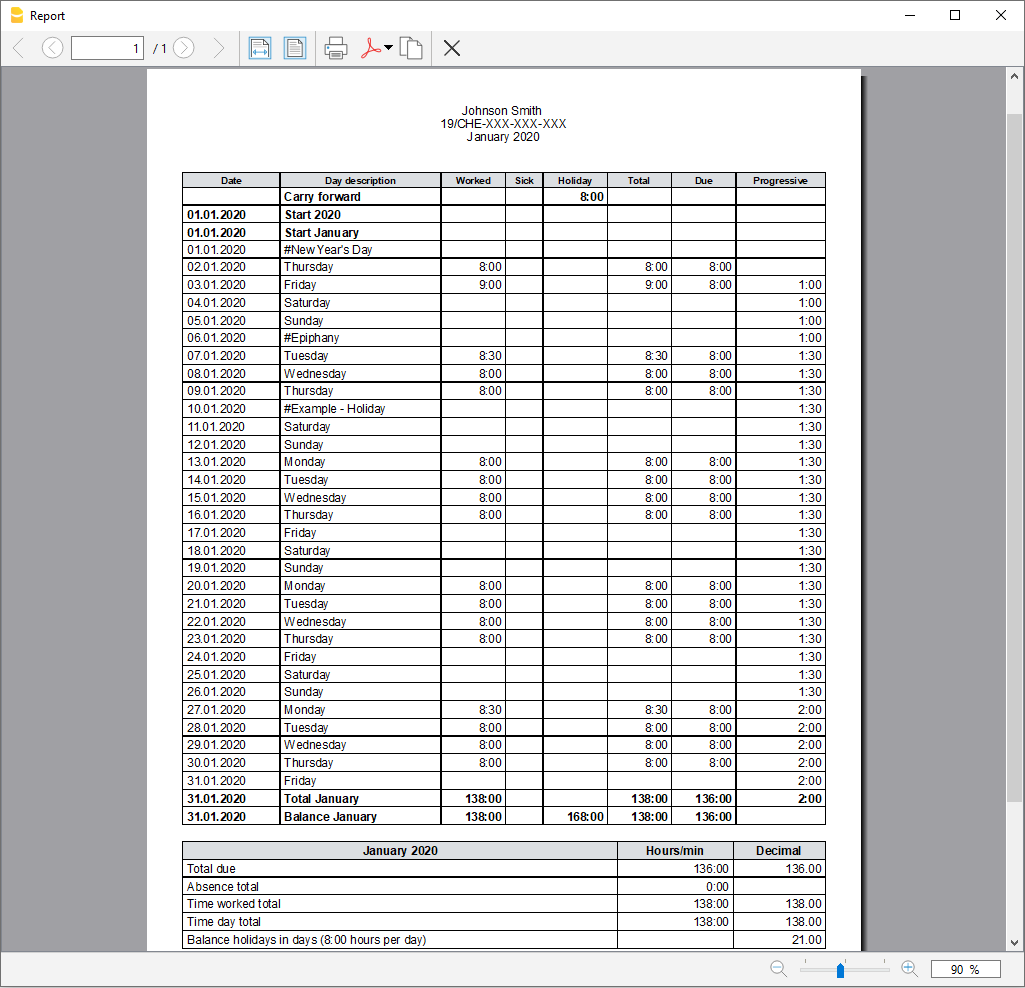 stampa foglio ore mensile