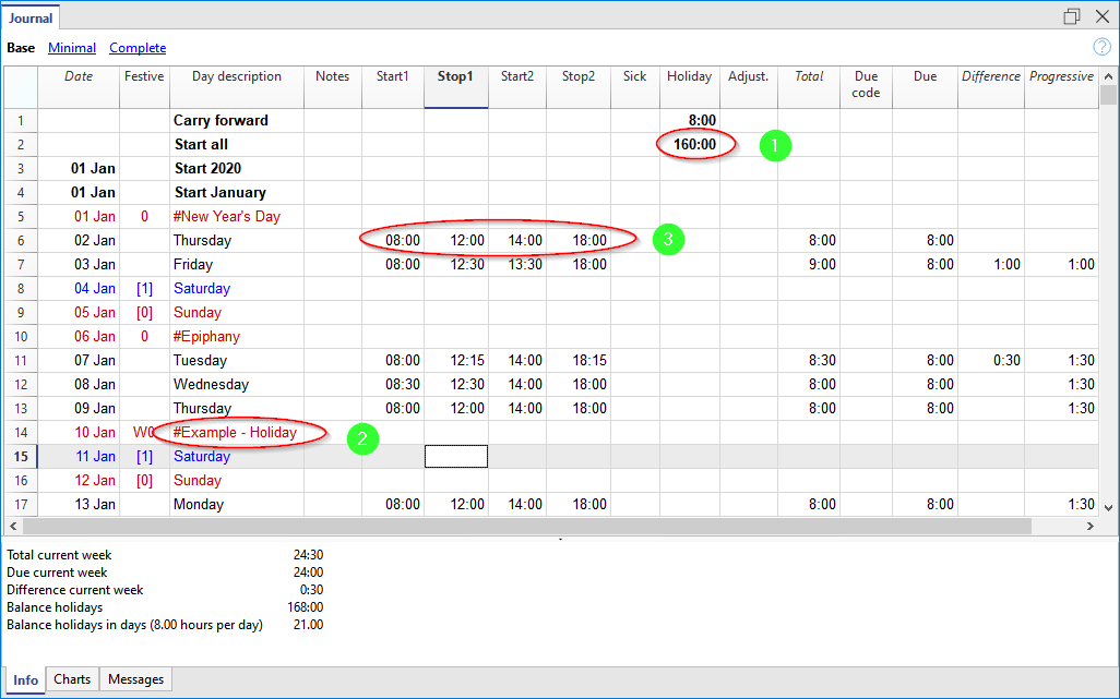 Giornale foglio ore inizio