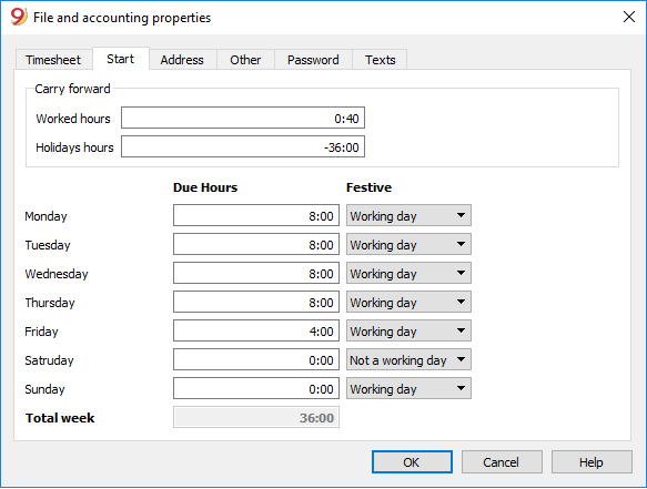 Setting up your working hours acoording to your contract