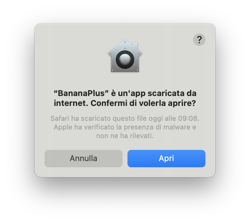 avviso di installazione su Mac