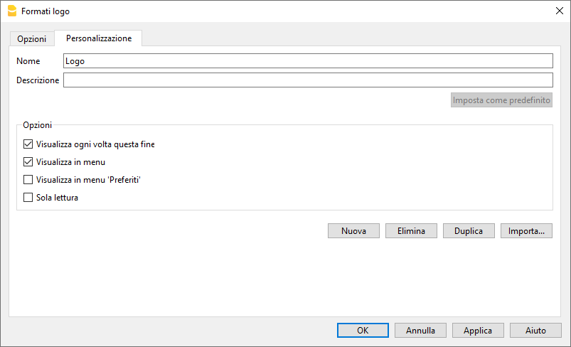 Imposta logo - personalizzazioni