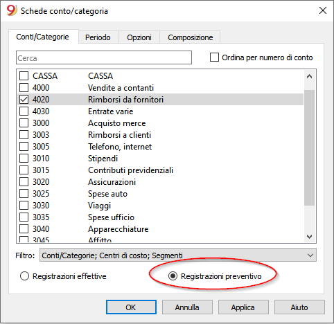 scheda di preventivo