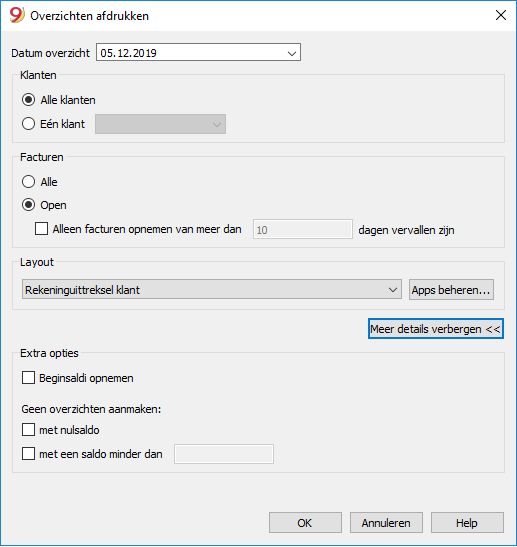 Overzichten afdrukken nl