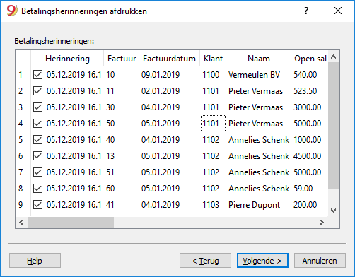 Image betalingsherinneringen tweede venster