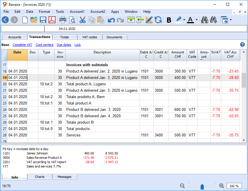 how to enter an invoice with subtotals - advanced