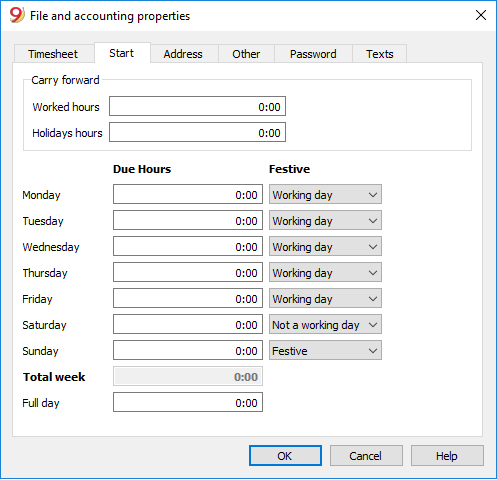 Set up file and accounting properties for hourly pay