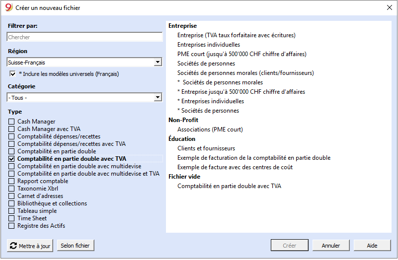 créer une comptabilité en partie double