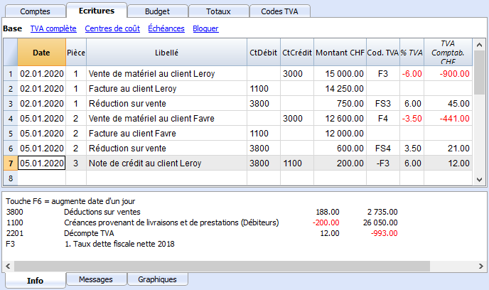 Écritures avec séparation de la TVA | Banana Comptabilité Software