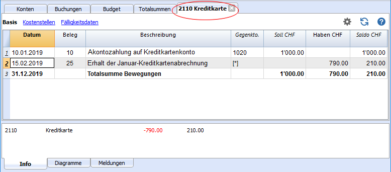 Kreditkartentransaktionen erfassen