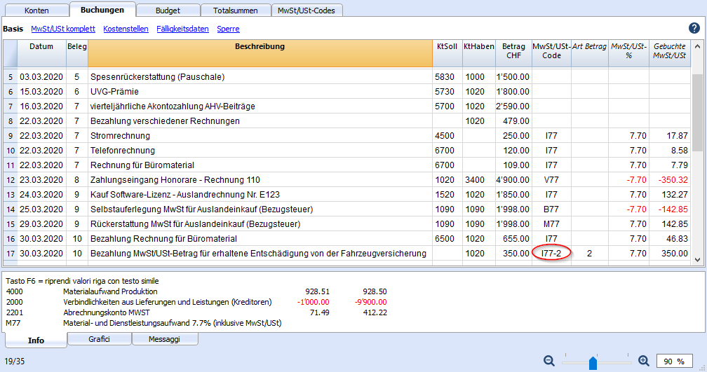 Nur MwSt/USt-Betrag buchen