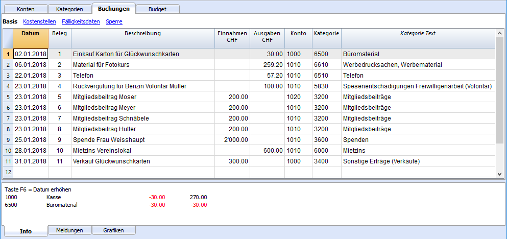 Buchungen | Banana Accounting Software