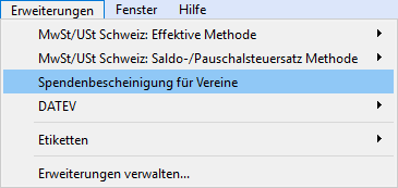 Menü Erweiterungen