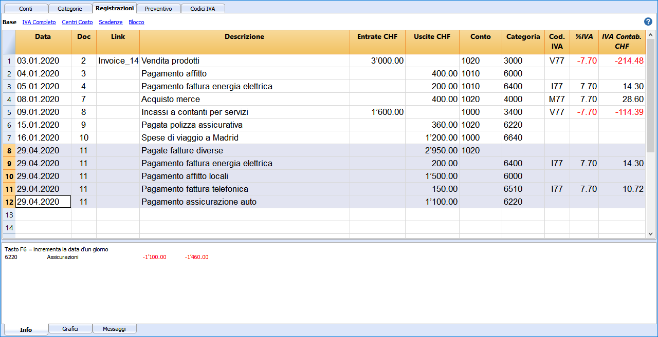 registrazioni collettive entrate e sucite