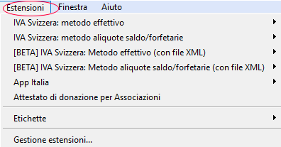 menu estensioni