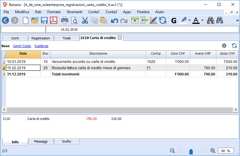 Registrare I Movimenti Della Carta Di Credito Con Acconti