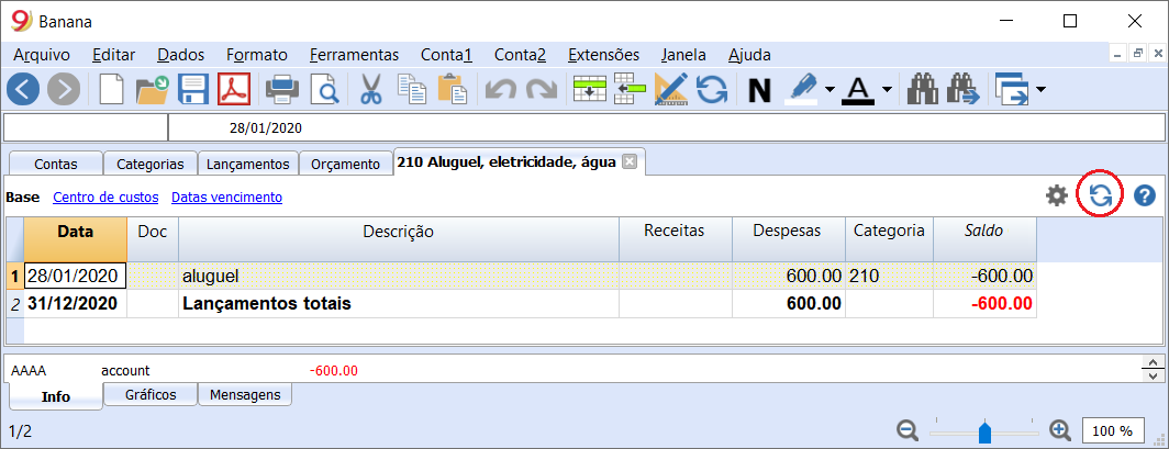 Ficha de conta ou categoria