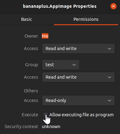 Ubuntu 20.04: file permissions -> allow executing
