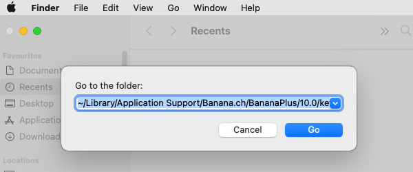 Open ~Library/Application Support/Banana.ch/BananaPlus/10.0/keys in finder