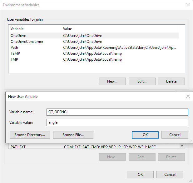 Set environment variables on windows