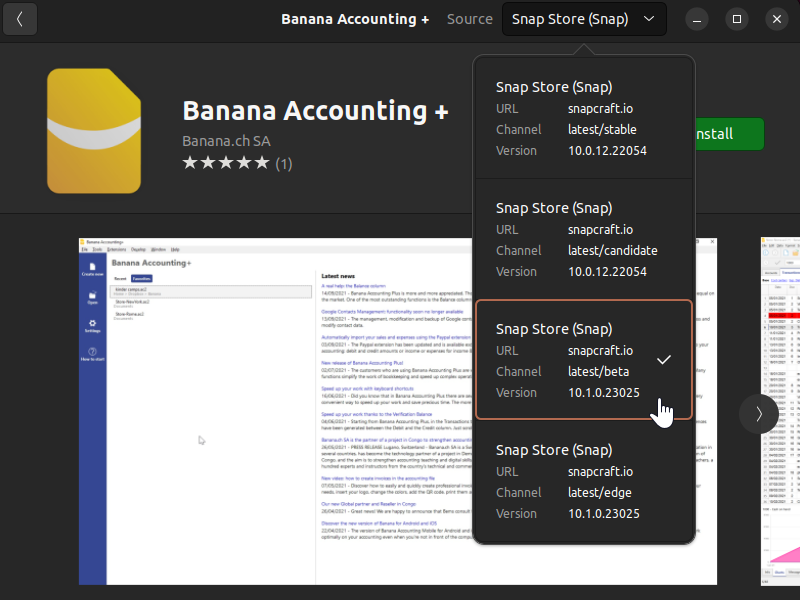 Choose the channel from the source box, on the top of the store window